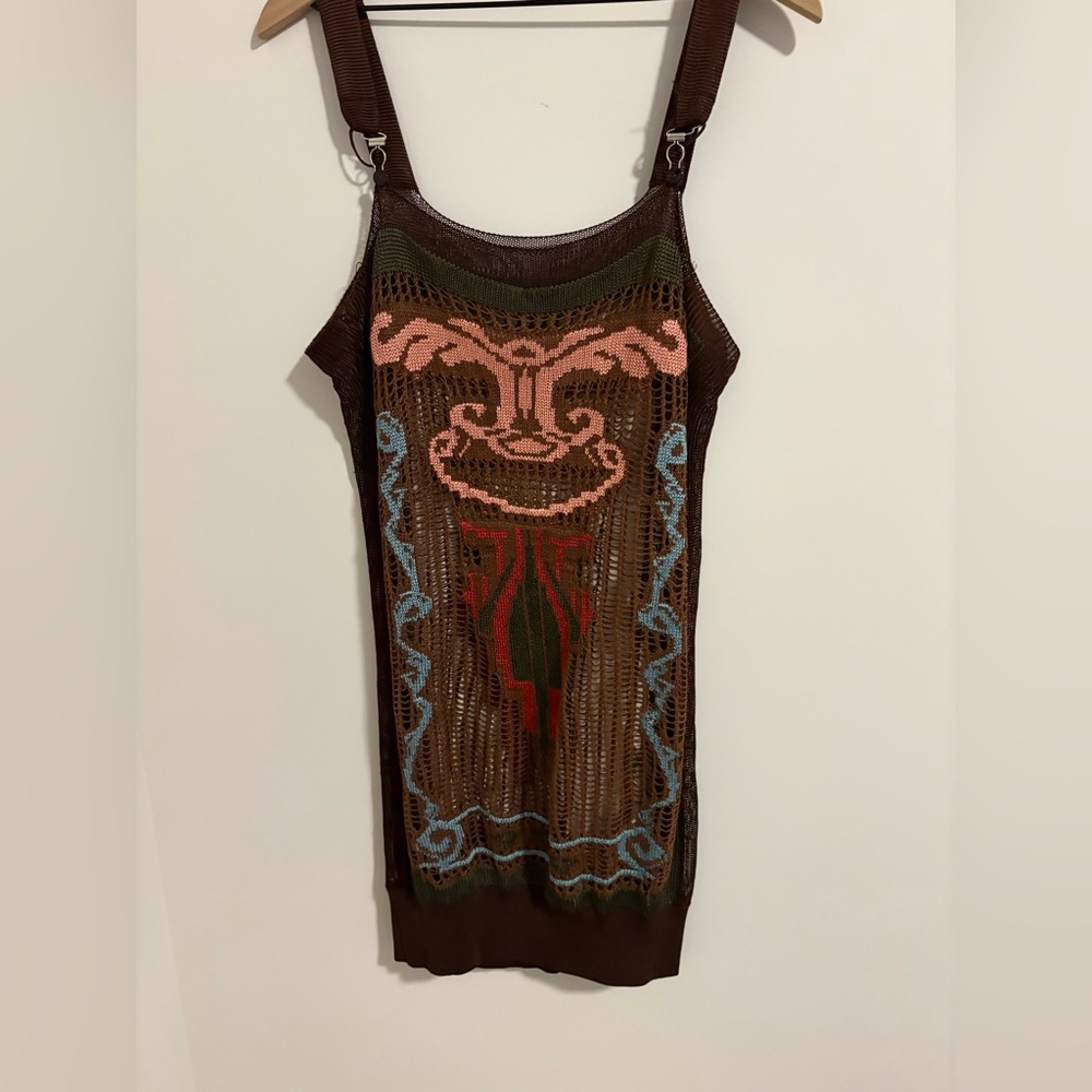 Jean Paul Gaultier Knit Sheer Multi-Color Jumper Vintage Dress Size Medium - Picture 5 of 9